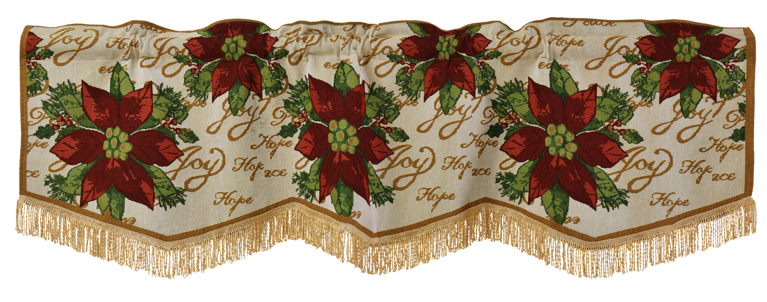 Holiday Christmas Poinsettia Design 60" X 15" Window Valance eBay